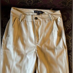 beige leather pants